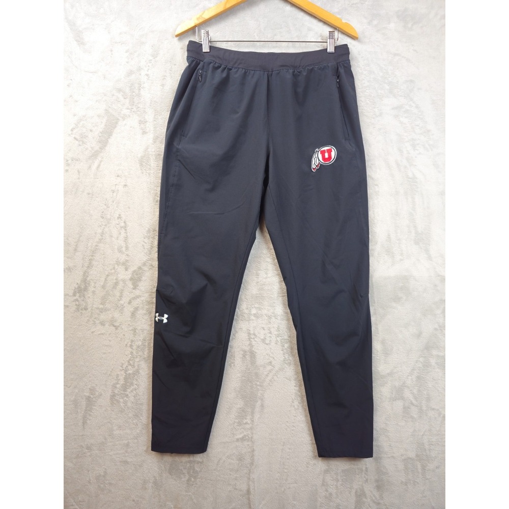 Team Issued Under Armour Utah Utes Medium Black Athletic Track Pants Zip Ankle